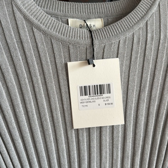 NWT DISSH Ada silver long sleeve ribbed dress - Picture 3 of 7